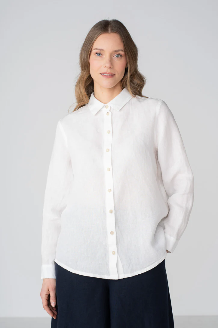 Women's White Linen Tops
